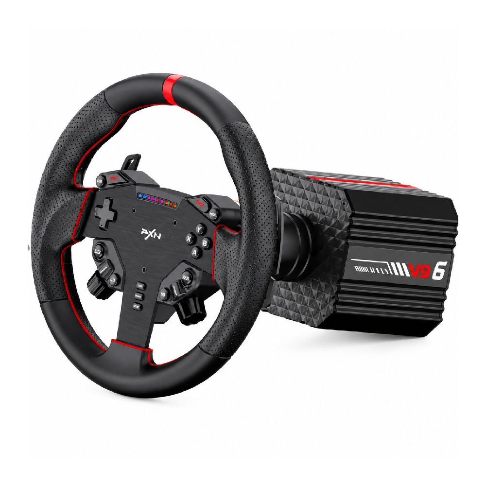 Imagen 2 del producto Volante PXN VD6 Direct Drive 6 Nm, Force Feedback, Quick Release, volante W AS + 2 pedales Hall, USB, PC, negro